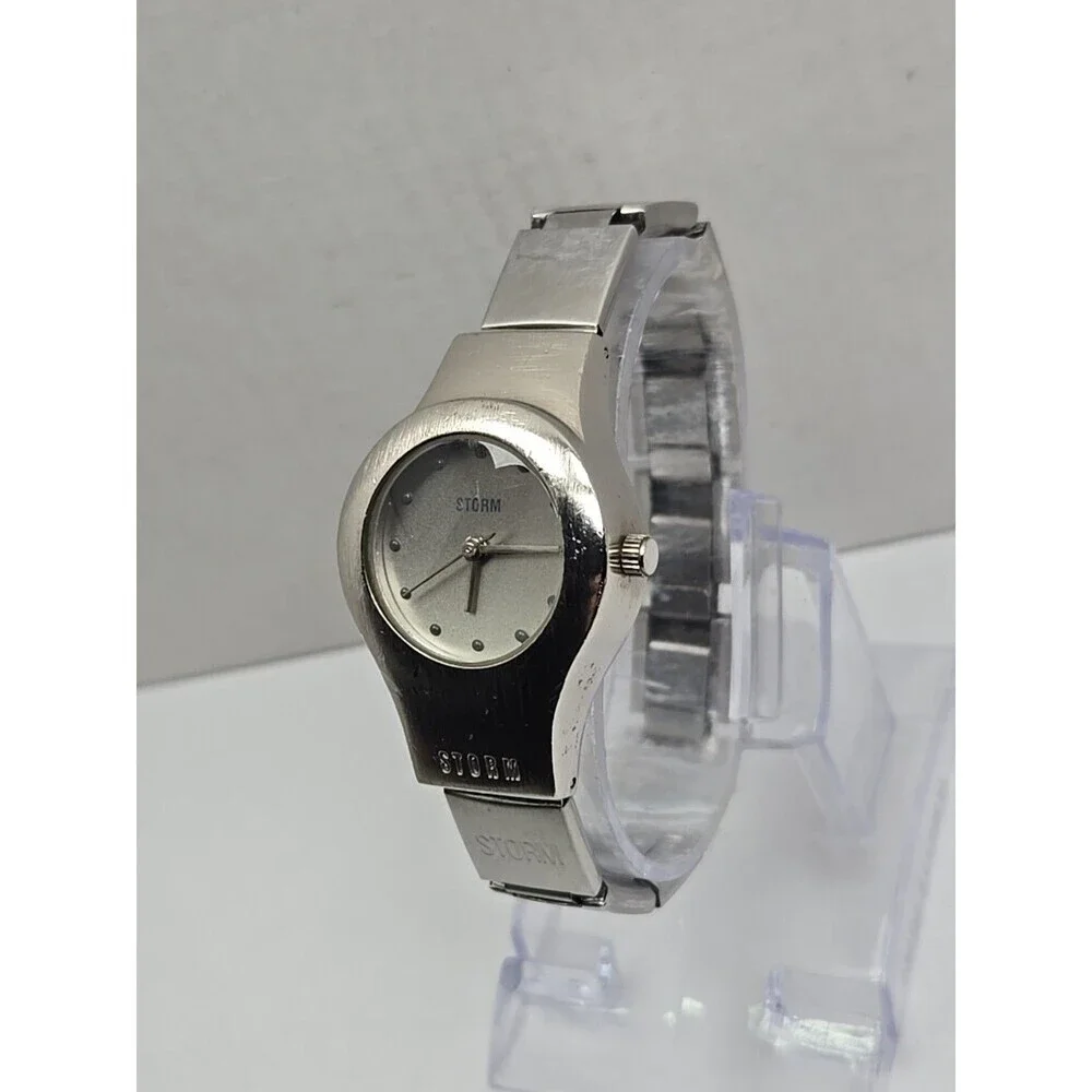 Vintage STORM Palladium Bubble Watch Silver Tone 90s Womens New Battery